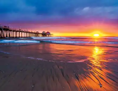 Huntington Beach Sunset And Sand